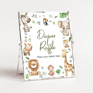 Wild One Safari Diaper Raffle Baby Dusche Poster