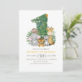 Wild One Safari Dschungel Erster Geburtstag Einladung (Stehend Vorderseite)