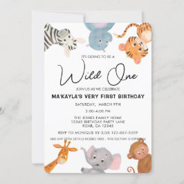 Wild ONE Safari Dschungeltier zum ersten Geburtsta Einladung