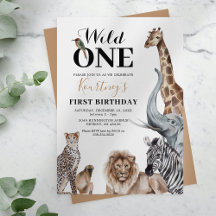 Wild One Safari Einladung zum ersten Geburtstag