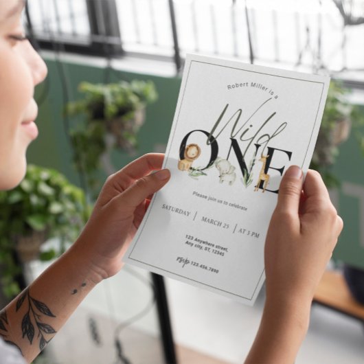 Wild One Safari Einladung zum ersten Geburtstag