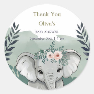 Wild One Safari Elephant Baby Shower Classic Round Runder Aufkleber