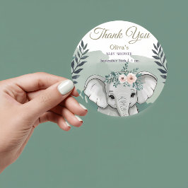 Wild One Safari Elephant Baby Shower Classic Round Runder Aufkleber