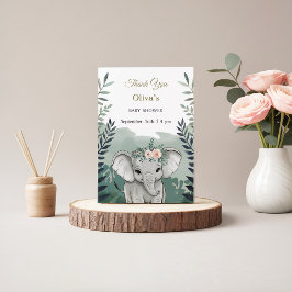 Wild One Safari Elephant Baby Shower Dankeskarte