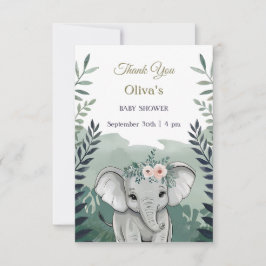 Wild One Safari Elephant Baby Shower Dankeskarte