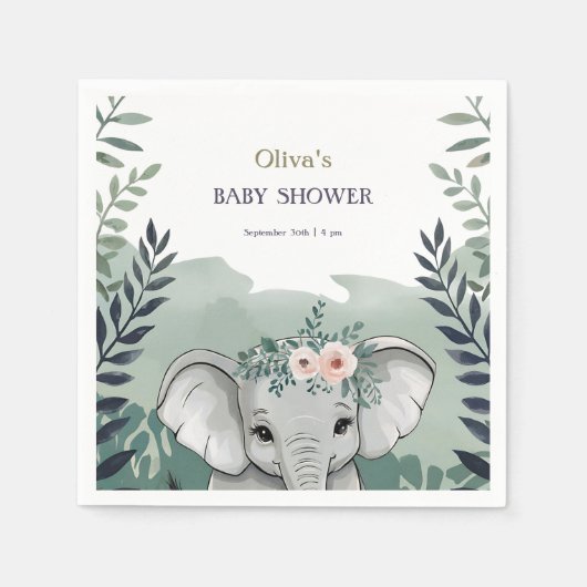 Wild One Safari Elephant Baby Shower Napkins Serviette (Vorderseite)