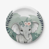 Wild One Safari Elephant Baby Shower Paper Teller (Vorderseite)