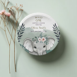 Wild One Safari Elephant Baby Shower Paper Teller