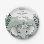 Wild One Safari Elephant Baby Shower Paper Teller (Vorderseite)