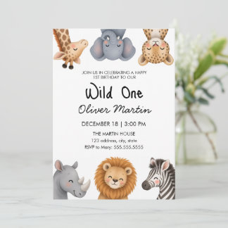 Wild One Safari Ersteinladung zum Geburtstag Einladung