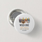 Wild One Safari Erster Geburtstag – Dschungeltiere Button (Vorne & Hinten)