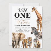 Wild One Safari Erster Geburtstag Einladung (Vorderseite)