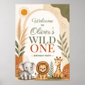 Wild One Safari Erster Geburtstag Poster (Vorne)