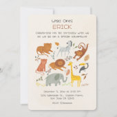 Wild One Safari First Birthday Invitation for Boys Einladung (Vorderseite)