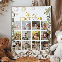 Wild One Safari First Year Photo Milestone Poster