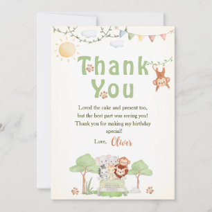 Wild One Safari Foto Junge Geburtstags Dankeskarte