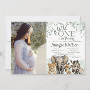 Wild one Safari Foto-Karte Babydusche Einladung