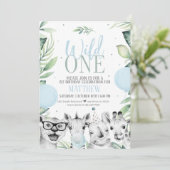 Wild One Safari Geburtstag Einladung für einen Jun (Stehend Vorderseite)