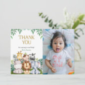 Wild ONE Safari Geburtstag Foto Danke Karte (Stehend Vorderseite)