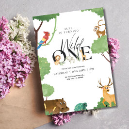 Wild One Safari Geburtstag neutrale Kinder Dschung Einladung