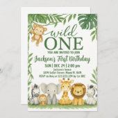 Wild One Safari Geburtstagseinladung Einladung (Vorne/Hinten)