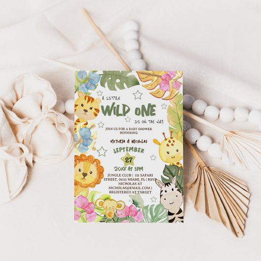 Wild One Safari Gender Neutral Baby Shower Einladung