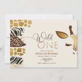 Wild One Safari geschlechtsneutrale Giraffe Geburt Einladung (Vorderseite)