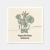 Wild One Safari Giraffe Animal Birthday Party Serviette (Vorderseite)
