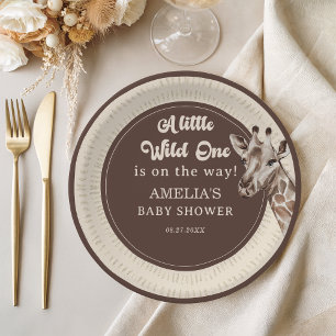 Wild One Safari Giraffe Baby Dusche Pappteller