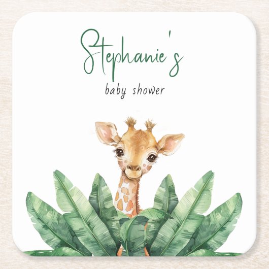 Wild One Safari Giraffe Baby Dusche Rechteckiger Pappuntersetzer (Vorderseite)