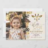 Wild One Safari Giraffe - ein modernes Foto aus de Einladung (Vorderseite)