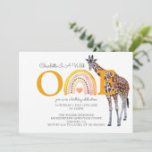 Wild One Safari Giraffe Girl's First Birthday Einladung (Stehend Vorderseite)