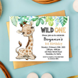 Wild One Safari Giraffe zum Geburtstag Einladung Postkarte
