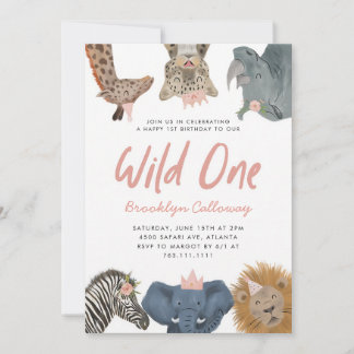 Wild One Safari Girl 1. Geburtstag Einladung