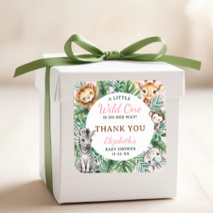 Wild One Safari Girl Baby Dusche Vielen Dank Quadratischer Aufkleber