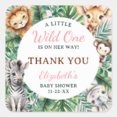 Wild One Safari Girl Babydusche Danke Sticker (Vorderseite)