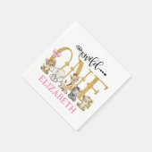 Wild One Safari Gold Glitzer Erster Geburtstag Serviette (Ecke)