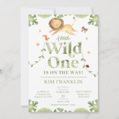 Wild One Safari Green Gender Neutral Baby Shower Einladung (Vorderseite)