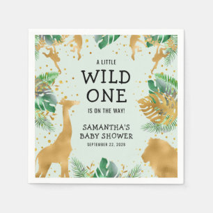 Wild One Safari Grün Gold Neutrale Babyparty Serviette