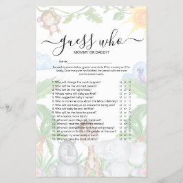 Wild One Safari "Guess Who" Baby Shower Game Flyer
