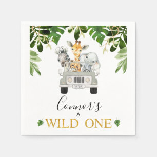 Wild One Safari Jeep zum ersten Geburtstag Serviette