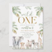 Wild One Safari Jungle 1. Geburtstag Einladung (Vorderseite)
