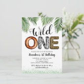 Wild One Safari Jungle 1. Geburtstag Einladung (Stehend Vorderseite)