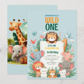 Wild One Safari Jungle Animal - Einladung zum Gebu (Vorne/Hinten)