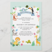 Wild One Safari Jungle Animals 1. Geburtstag Briefpapier (Vorderseite)