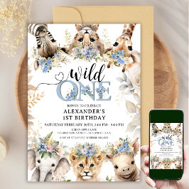 Wild ONE | Safari Jungle Animals 1. Geburtstag Jun Einladung