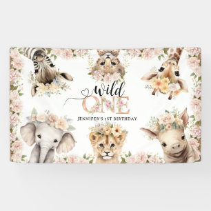 Wild ONE Safari Jungle Animals 1. Geburtstag Party Banner