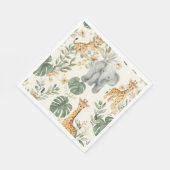 Wild One Safari Jungle Animals 1st Birthday Paper Serviette (Ecke)