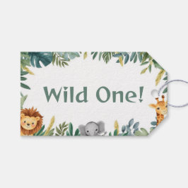 Wild One Safari Jungle Animals Birthday Party Geschenkanhänger