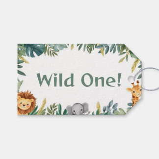 Wild One Safari Jungle Animals Birthday Party Geschenkanhänger